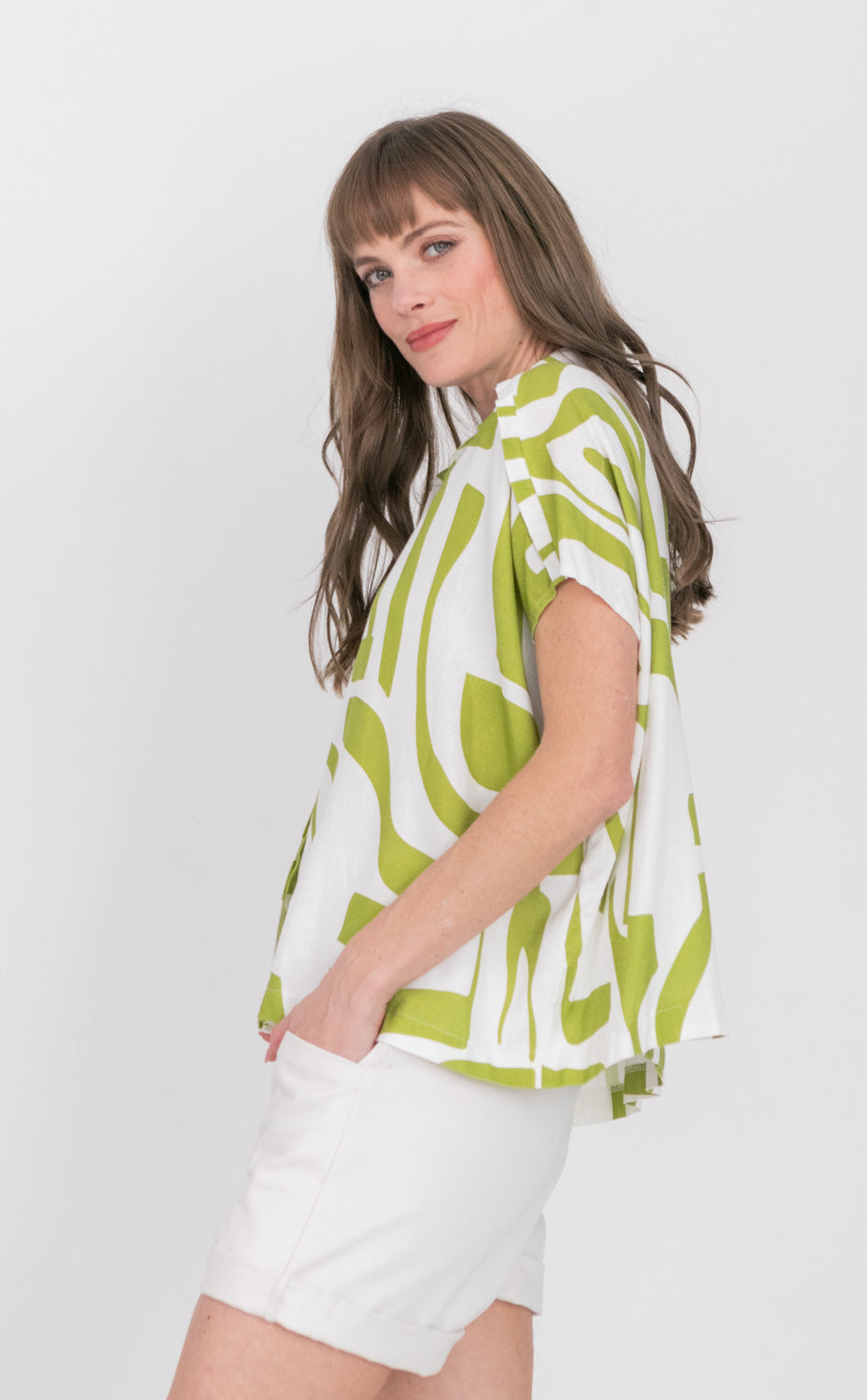 Mariam Shirt Green Geo-TOPS-kindacollection-Kinda