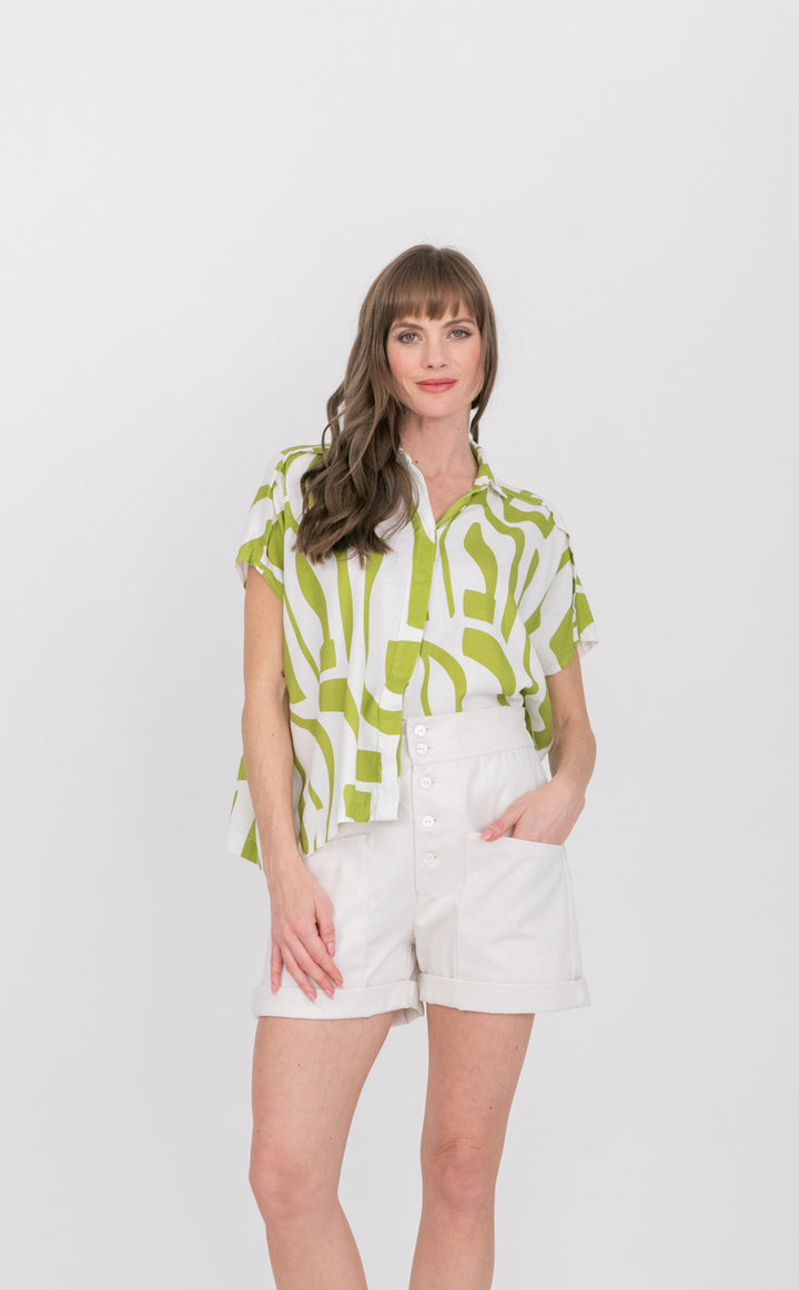 Mariam Shirt Green Geo-TOPS-kindacollection-Kinda