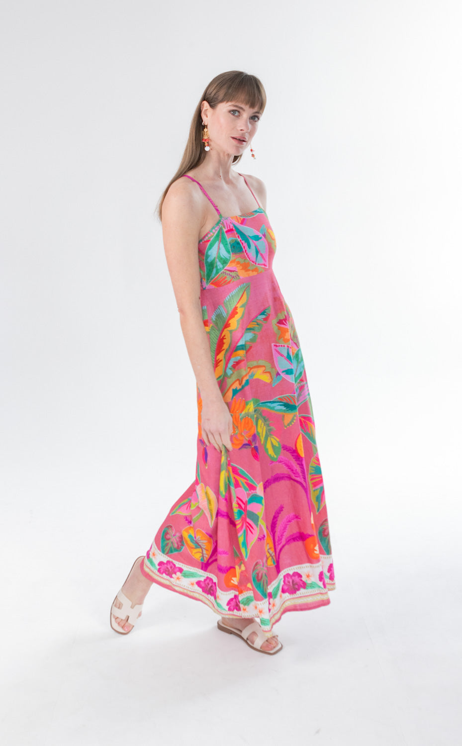 Calista Dress Pink Border Print-DRESSES-kindacollection-Kinda