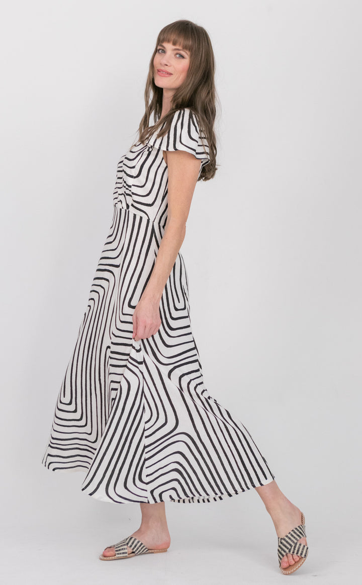 Lily Dress Black Geo-DRESSES-kindacollection-Kinda