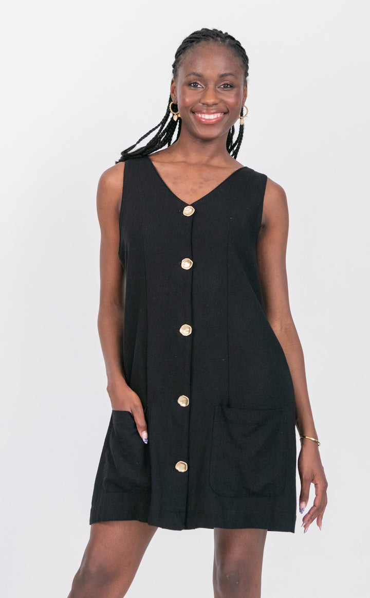 Waistcoat Dress Black-DRESSES-kindacollection-Kinda