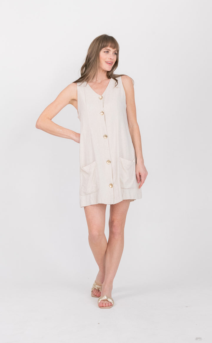 Waistcoat Dress Sand-DRESSES-kindacollection-Kinda