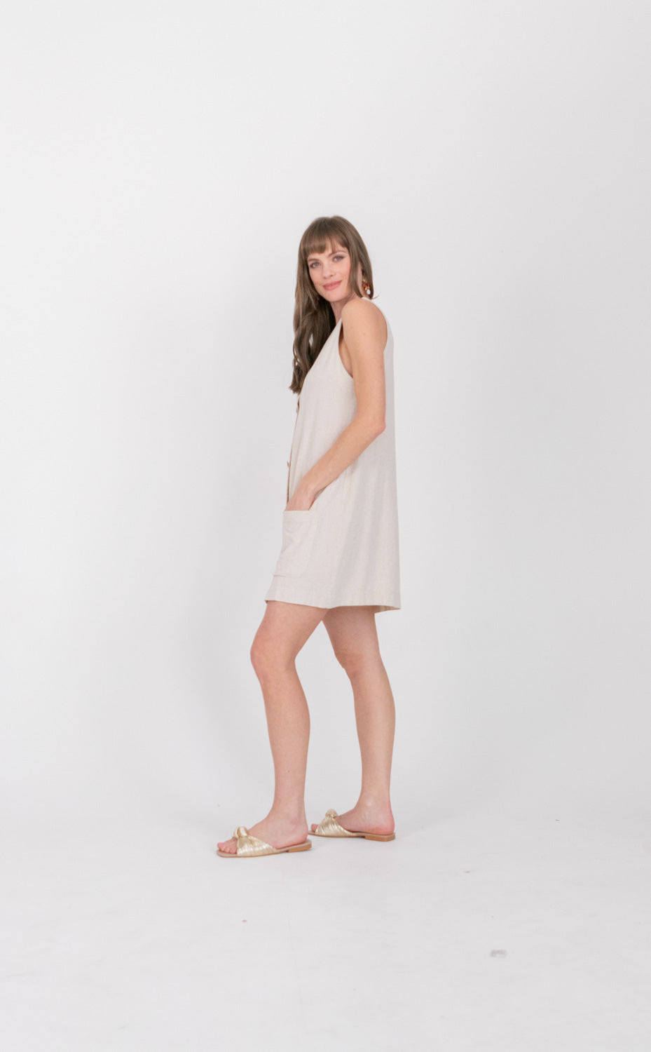 Waistcoat Dress Sand-DRESSES-kindacollection-Kinda