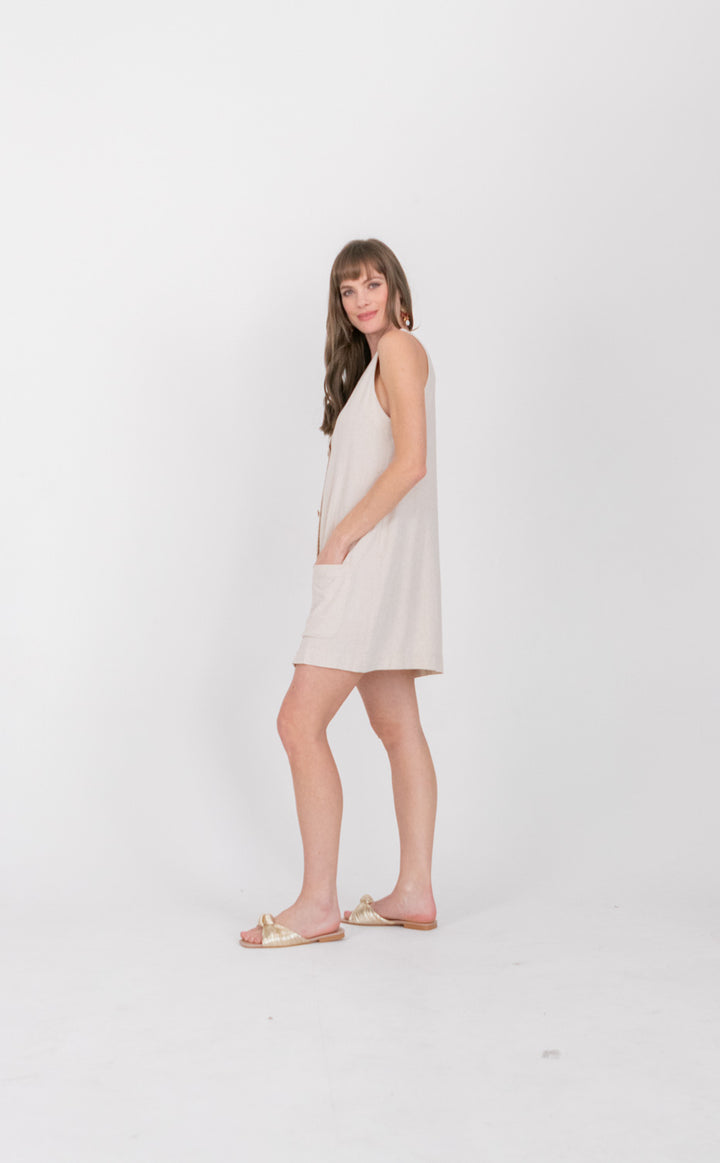 Waistcoat Dress Sand-DRESSES-kindacollection-Kinda