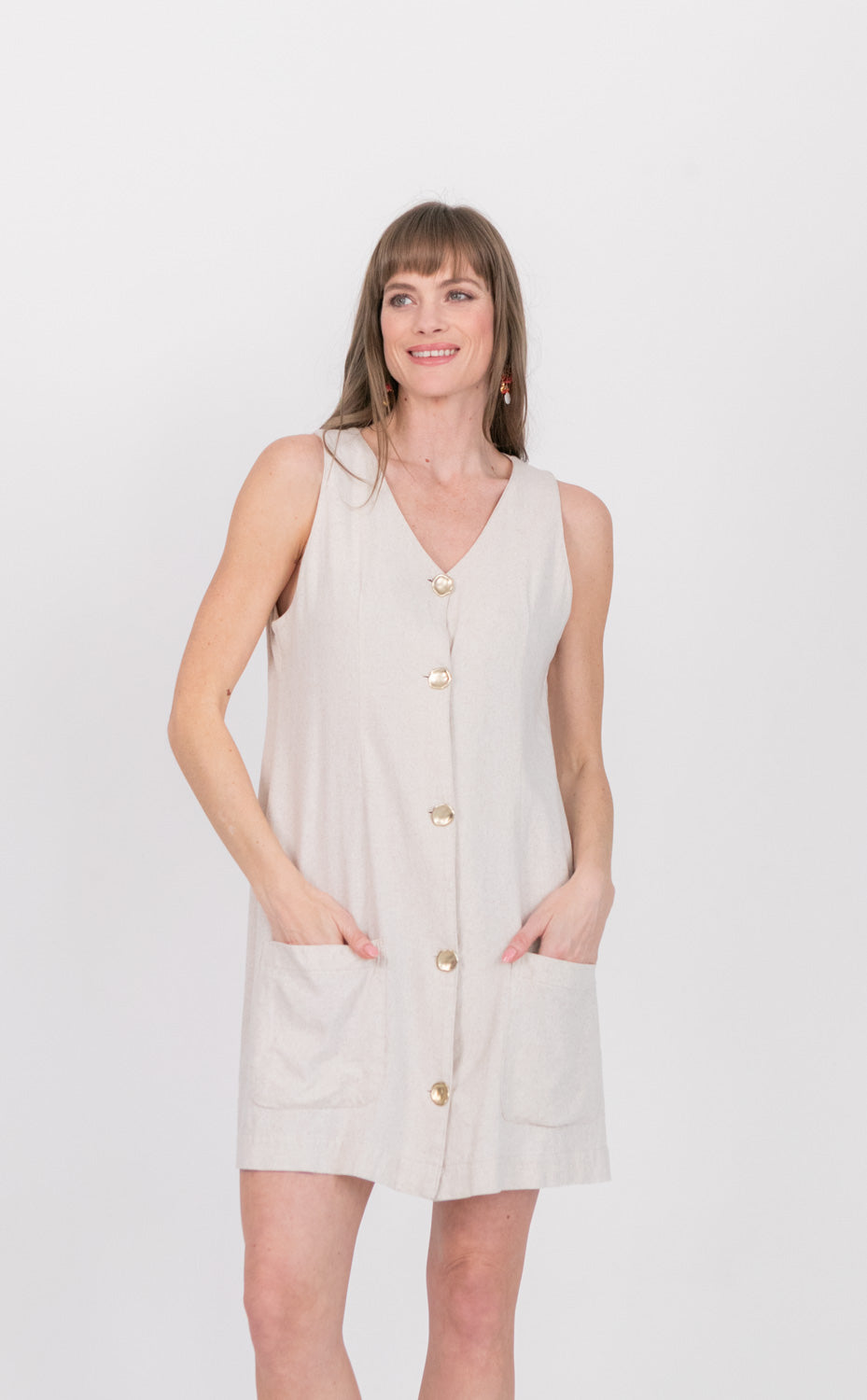Waistcoat Dress Sand-DRESSES-kindacollection-Kinda
