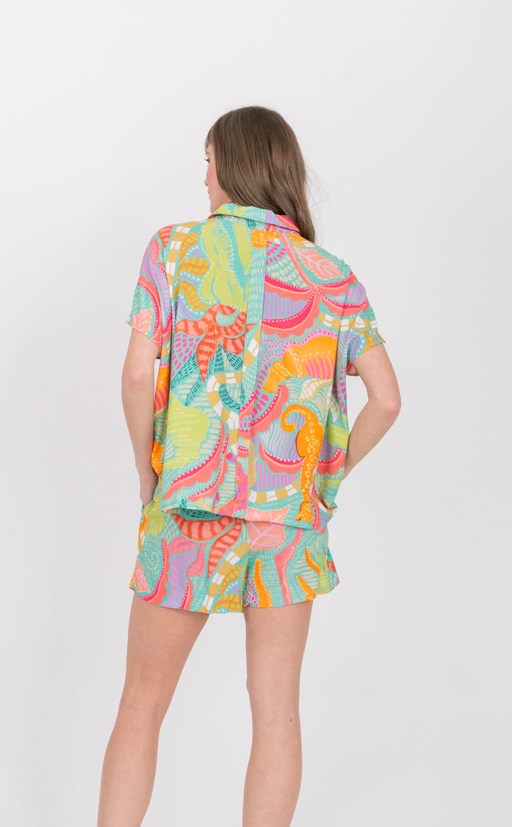 Mariam Shirt Blue Tiger Print-TOPS-kindacollection-Kinda