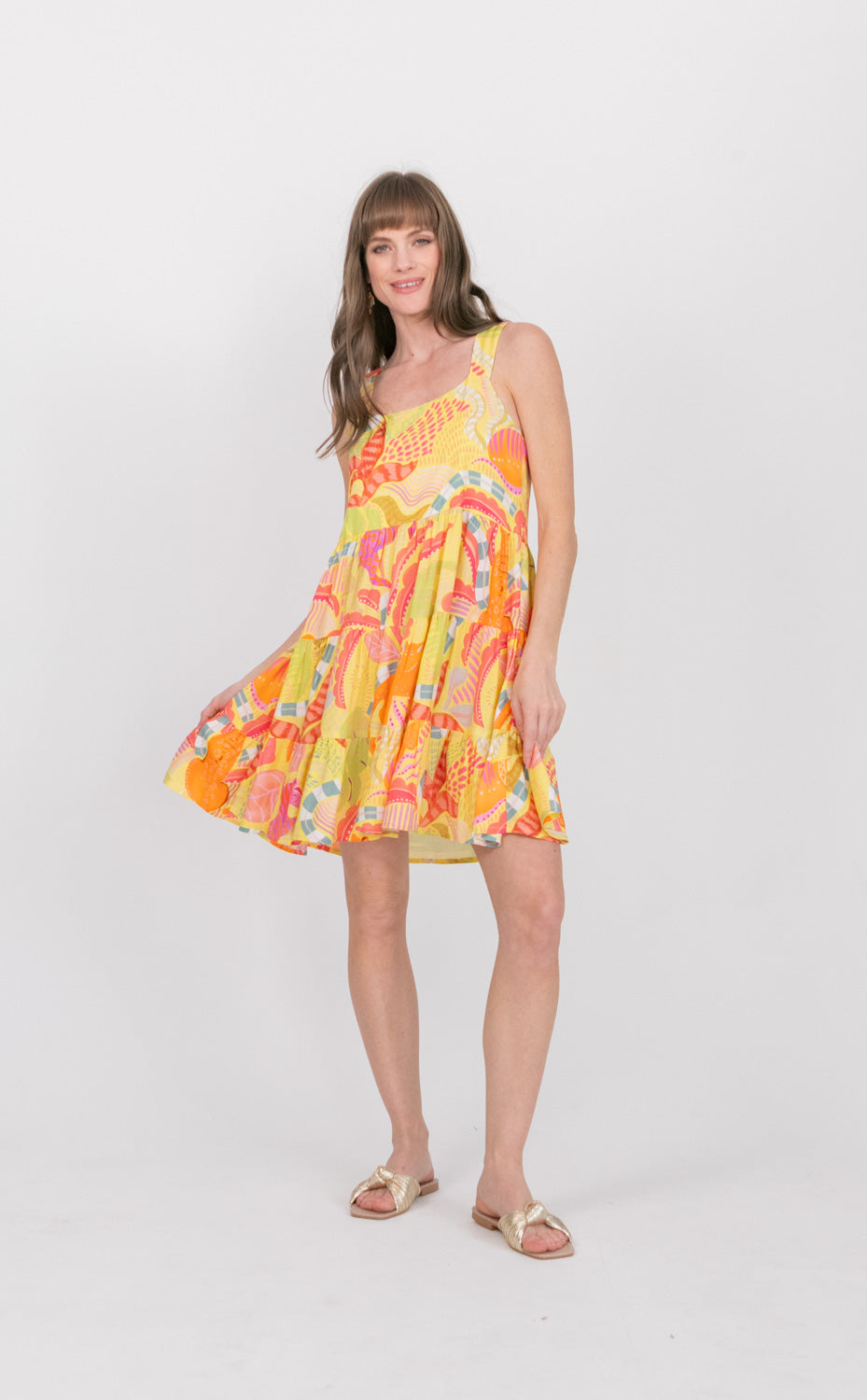 Calypso Dress Lemoncello Tiger Print-DRESSES-kindacollection-Kinda