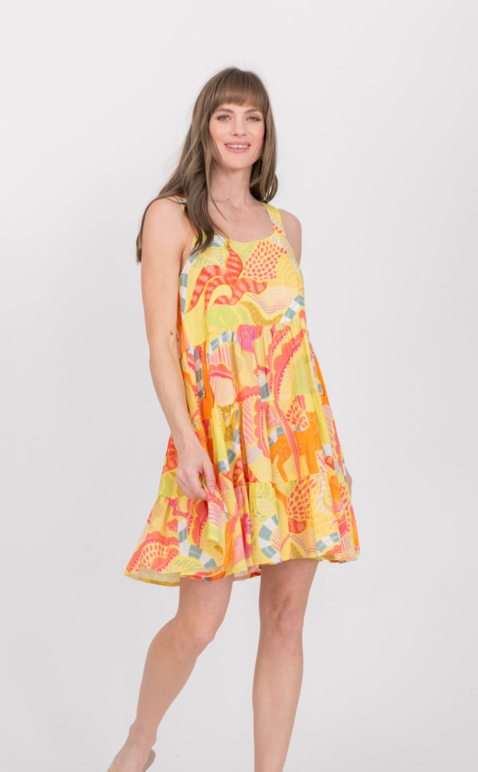 Calypso Dress Lemoncello Tiger Print-DRESSES-kindacollection-Kinda