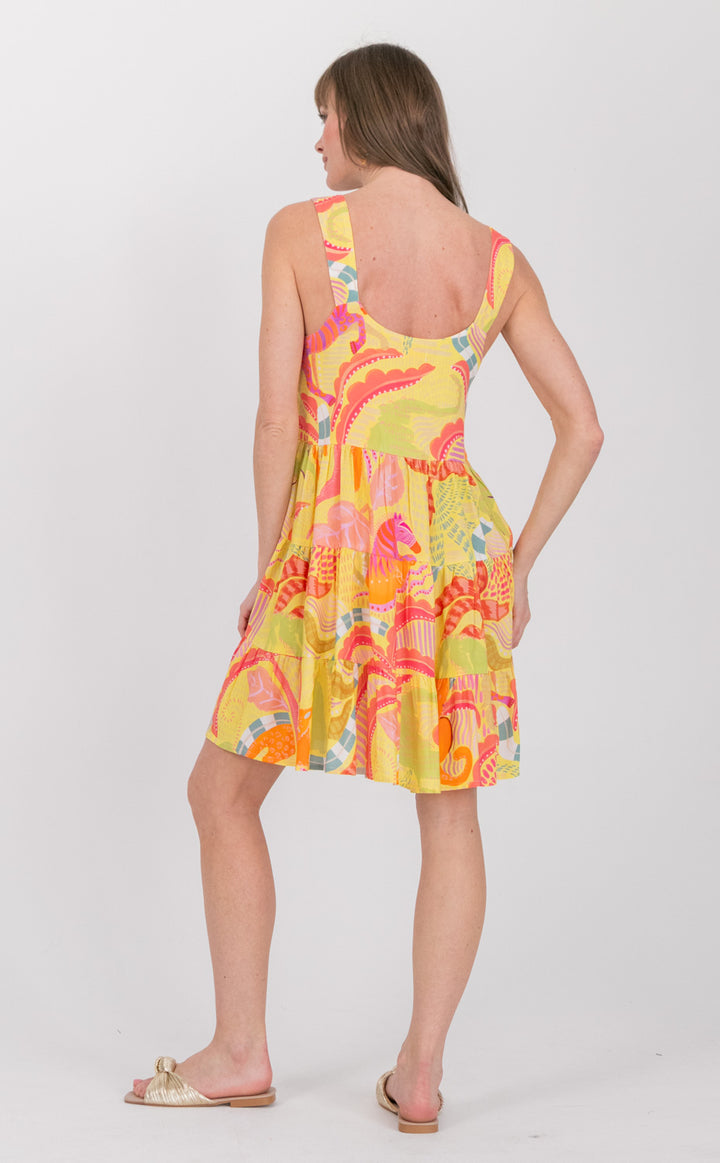 Calypso Dress Lemoncello Tiger Print-DRESSES-kindacollection-Kinda