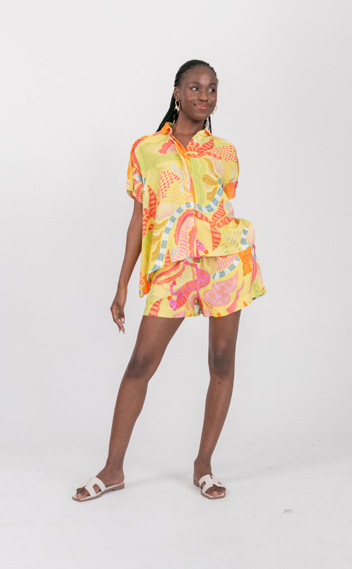Mariam Shirt Lemoncello Tiger Print-TOPS-kindacollection-Kinda