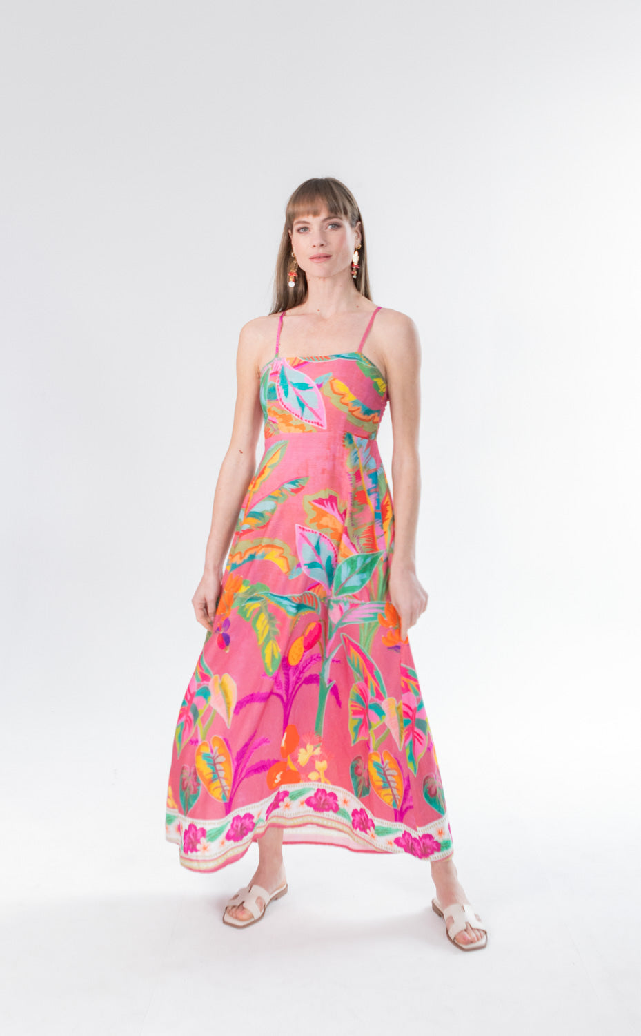 Calista Dress Pink Border Print-DRESSES-kindacollection-Kinda