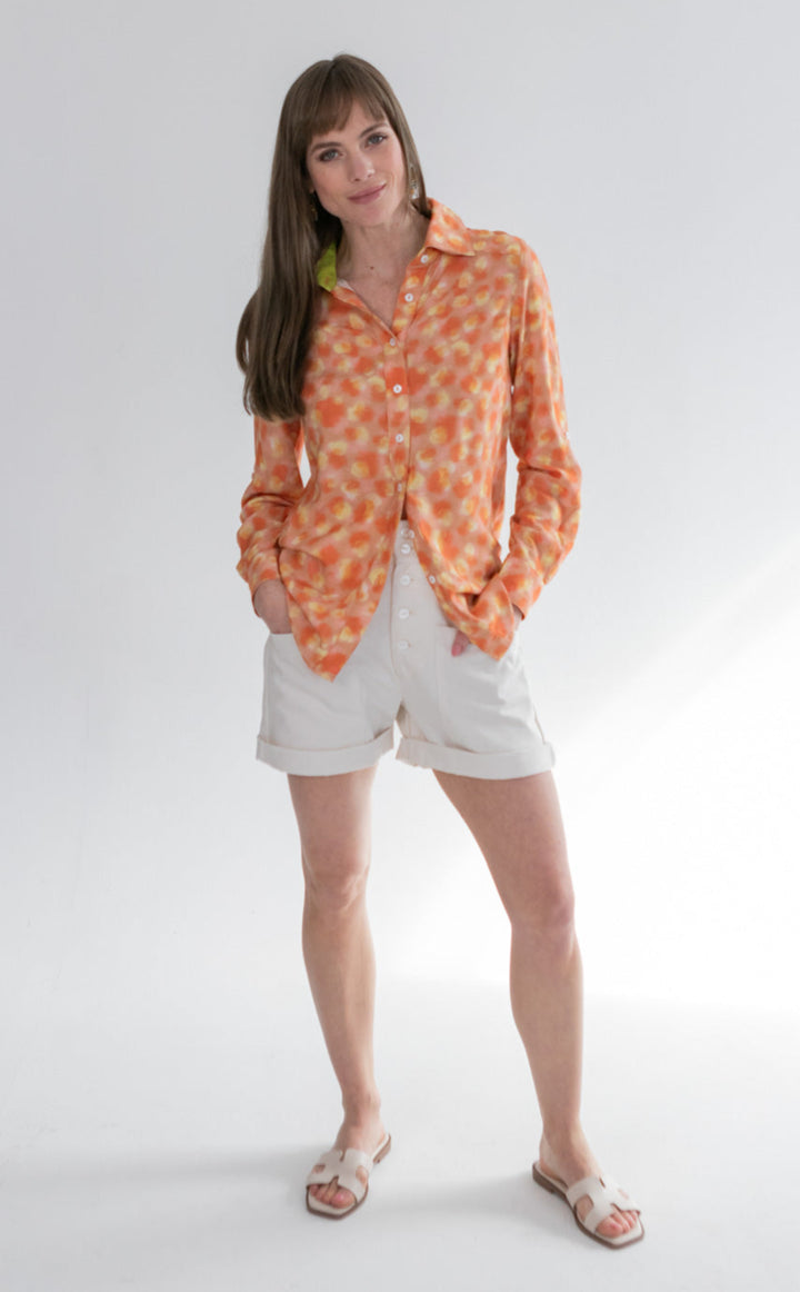 Boyfriend Shirt Coral Animal Print-TOPS-kindacollection-Kinda