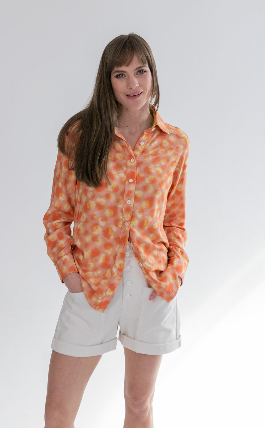 Boyfriend Shirt Coral Animal Print-TOPS-kindacollection-Kinda