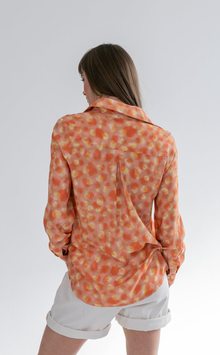 Boyfriend Shirt Coral Animal Print-TOPS-kindacollection-Kinda