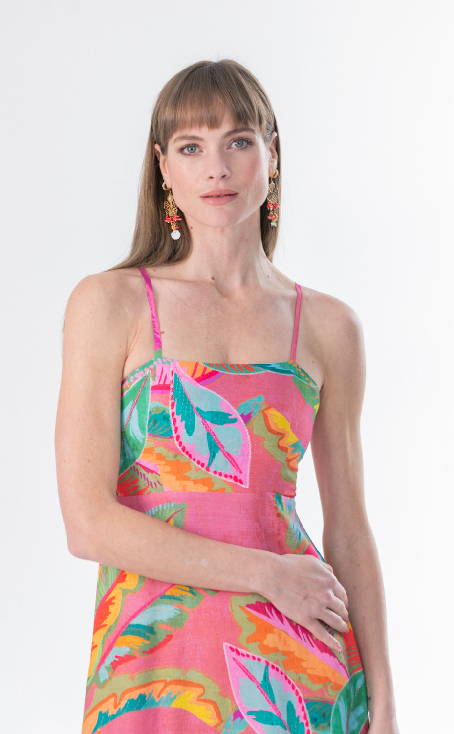 Calista Dress Pink Border Print-DRESSES-kindacollection-Kinda