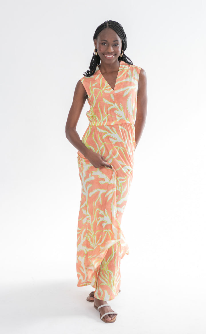 Sammi Dress Lime Coral Print-DRESSES-kindacollection-Kinda