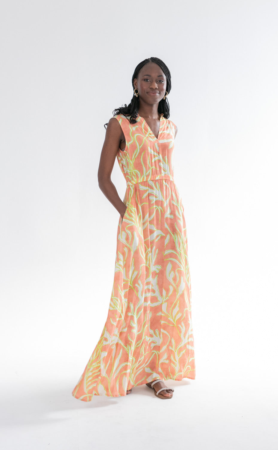 Sammi Dress Lime Coral Print-DRESSES-kindacollection-Kinda