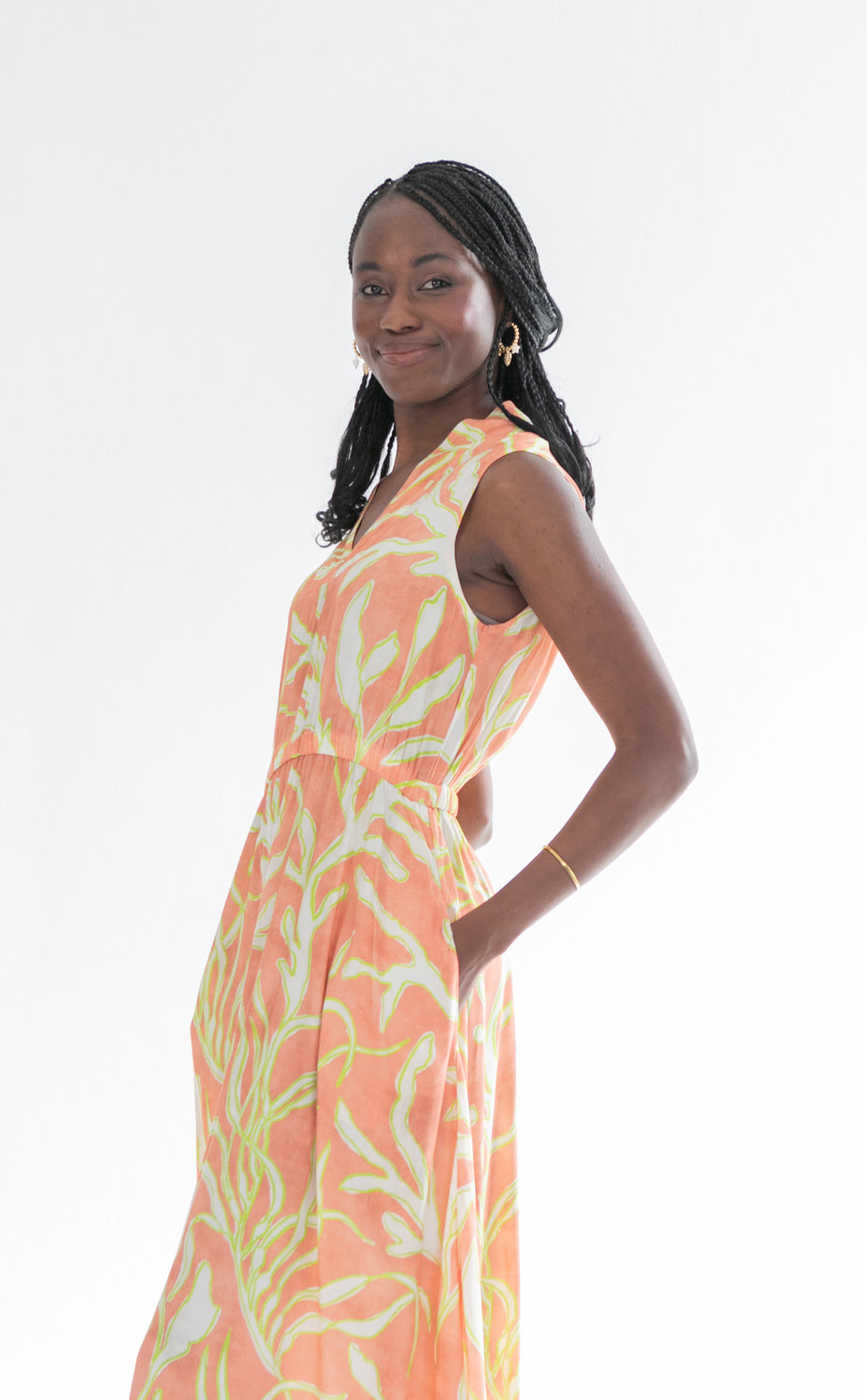 Sammi Dress Lime Coral Print-DRESSES-kindacollection-Kinda