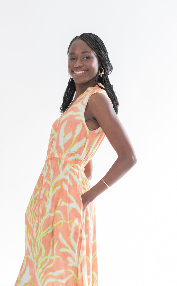 Sammi Dress Lime Coral Print-DRESSES-kindacollection-Kinda