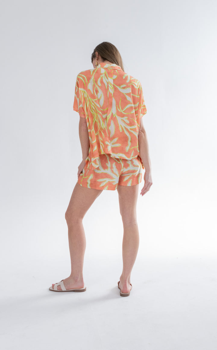 Mykonos Shorts Lime Coral Print-PANTS-kindacollection-Kinda