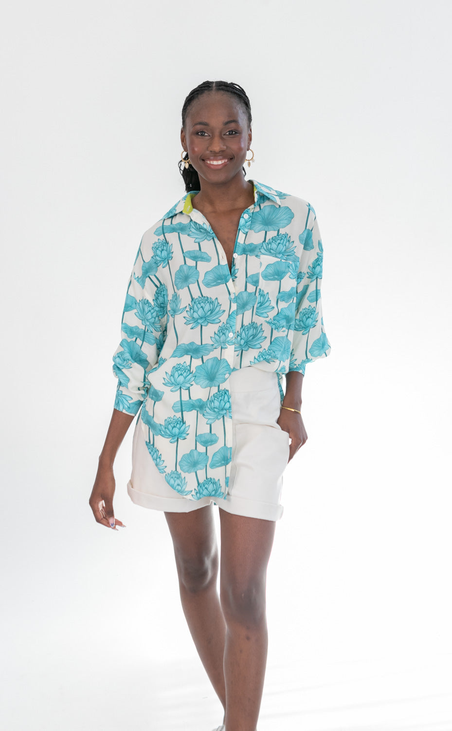 Charlotte Shirt Blue Lotus-TOPS-kindacollection-Kinda