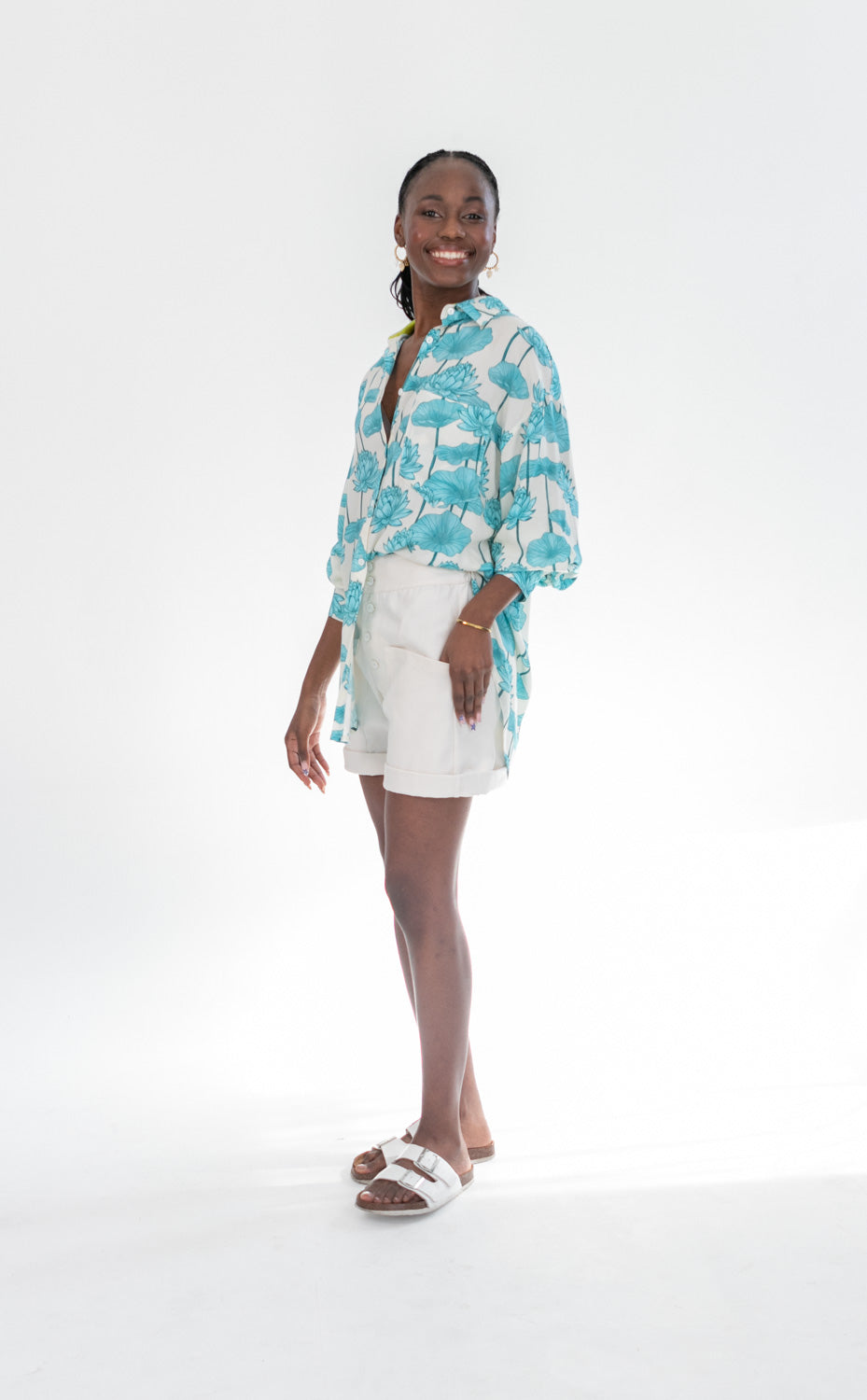 Charlotte Shirt Blue Lotus-TOPS-kindacollection-Kinda