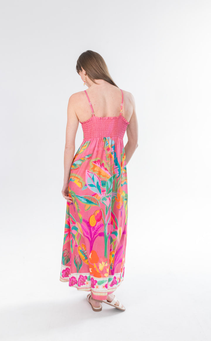 Calista Dress Pink Border Print-DRESSES-kindacollection-Kinda