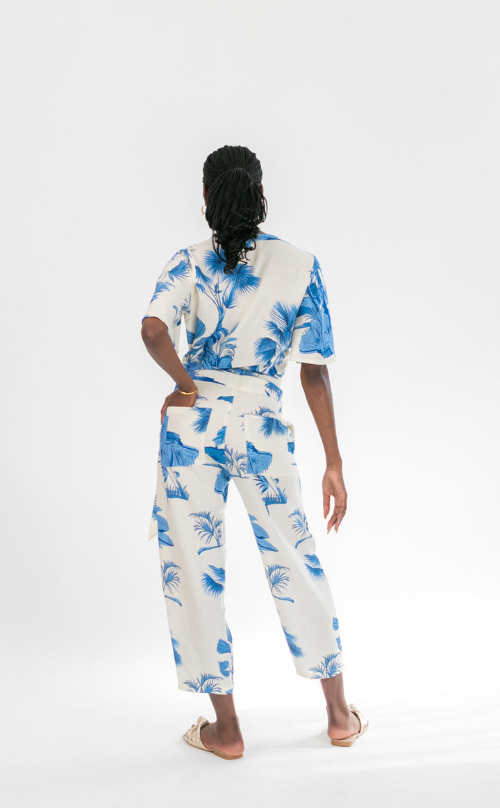 Vera Pants Blue Palm-PANTS-kindacollection-Kinda