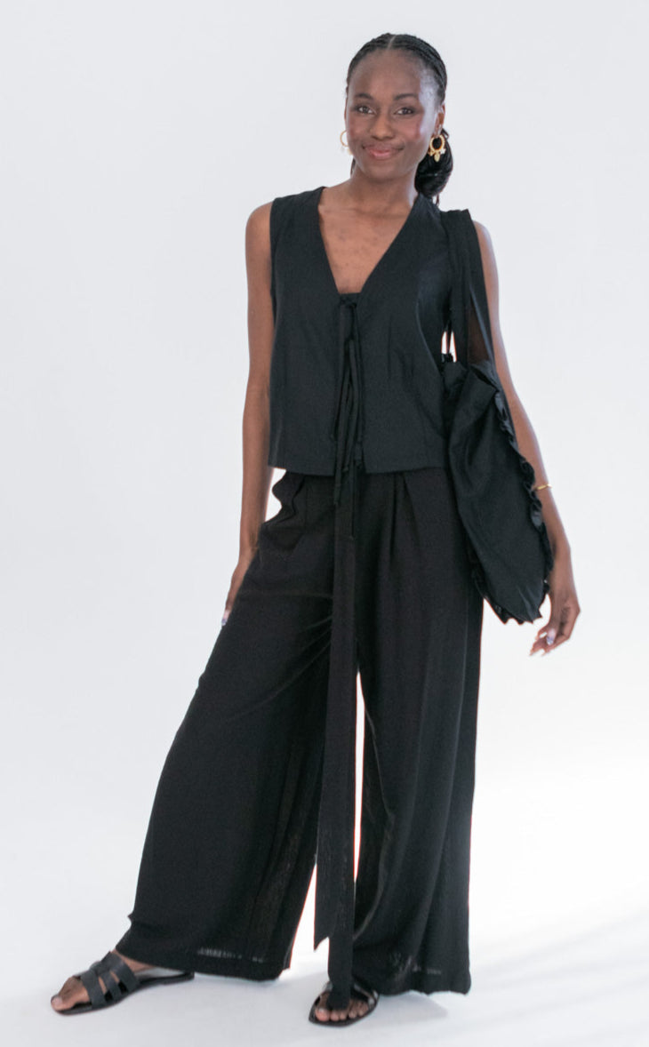 Wilson Waistcoat Black-TOPS-kindacollection-Kinda