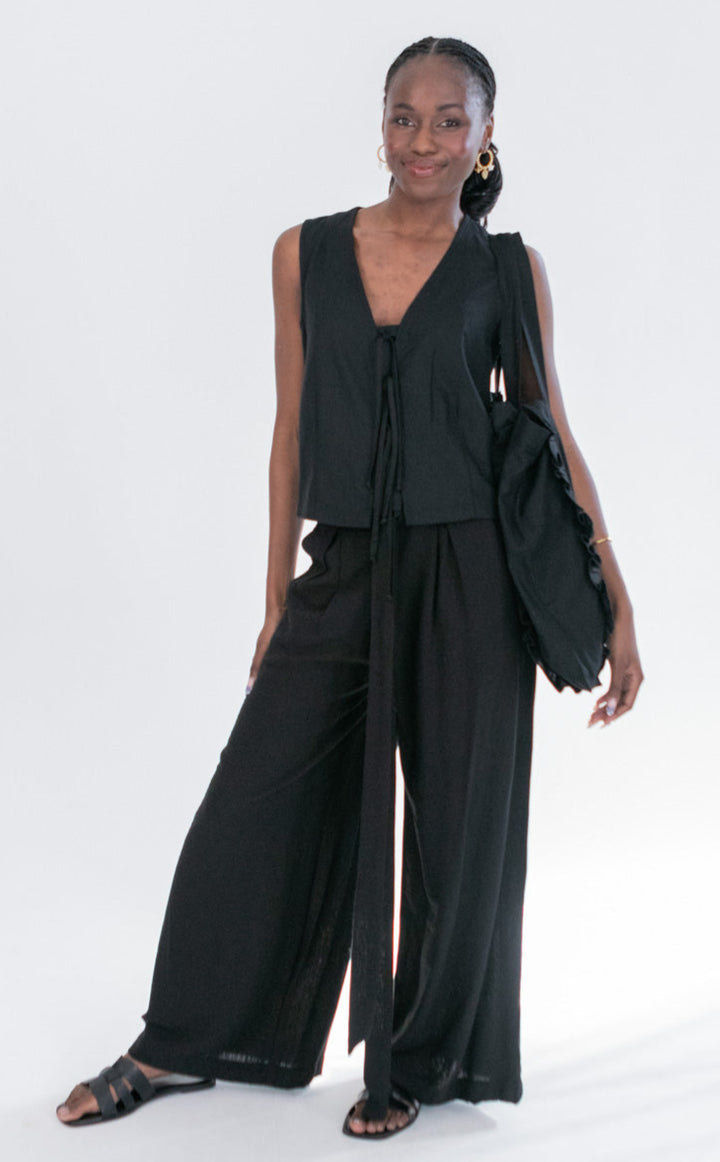 Wilson Waistcoat Black-TOPS-kindacollection-Kinda