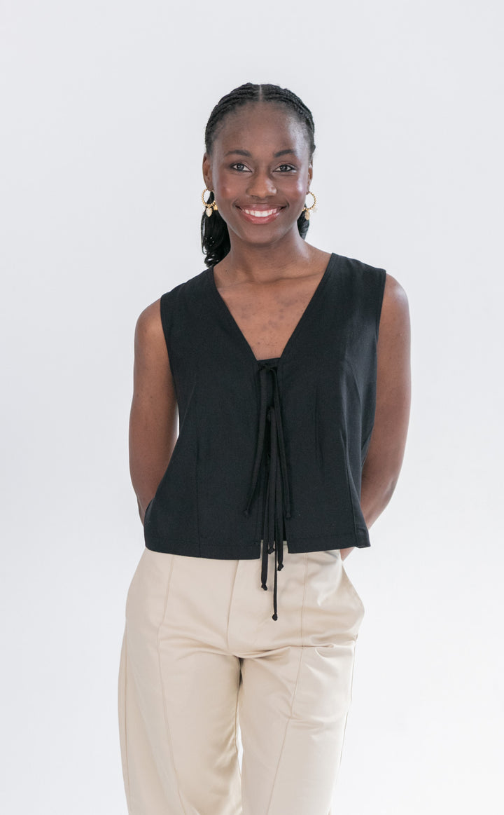 Wilson Waistcoat Black-TOPS-kindacollection-Kinda