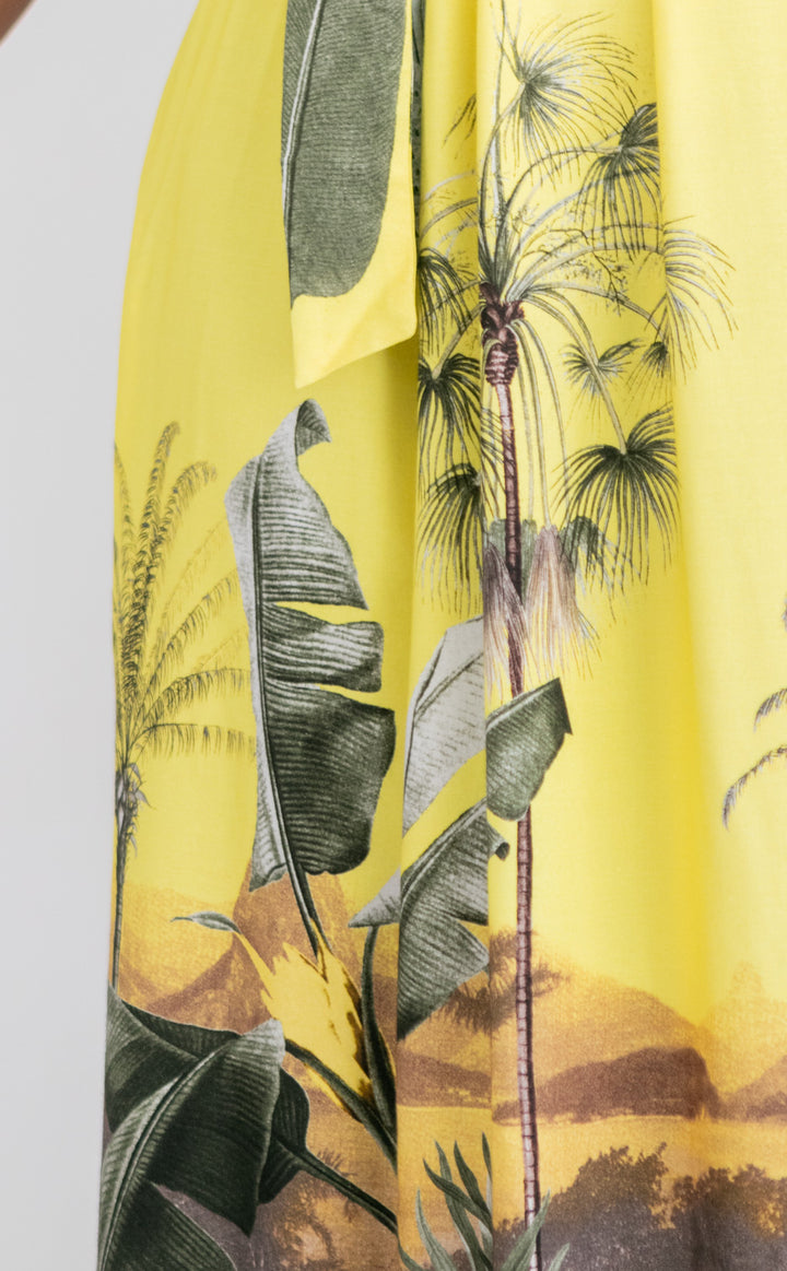 Abi Dress Yellow Palm Print-DRESSES-kindacollection-Kinda