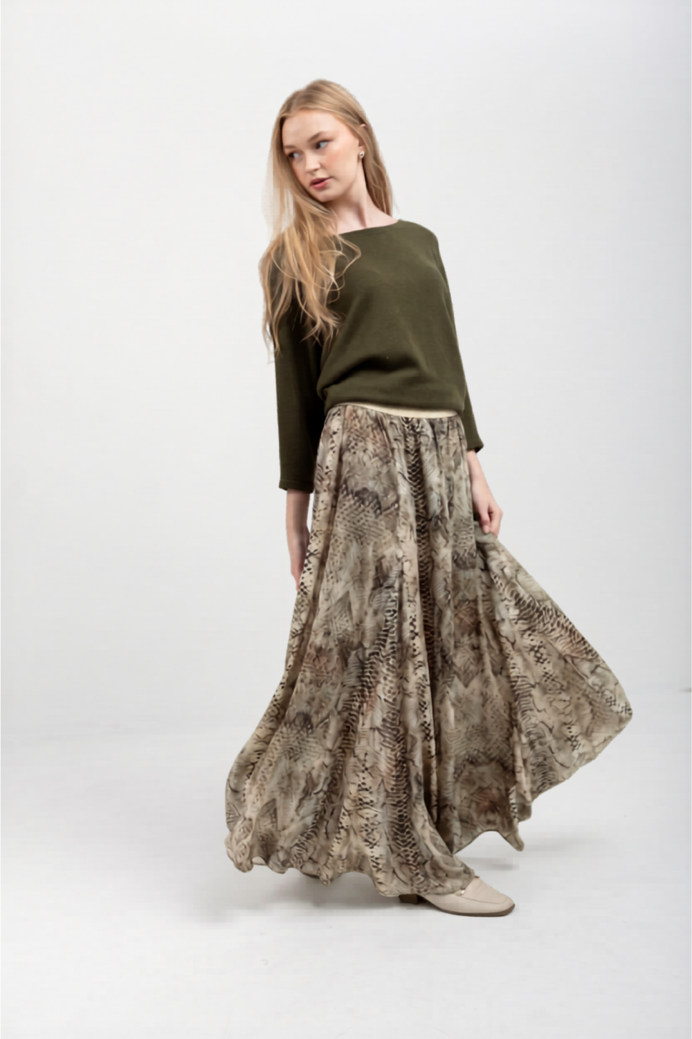 Belinda Skirt Green Snake
