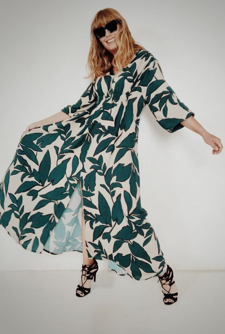 Arniston Dress Teal Print-SAMPLE DRESS-Kinda-Kinda