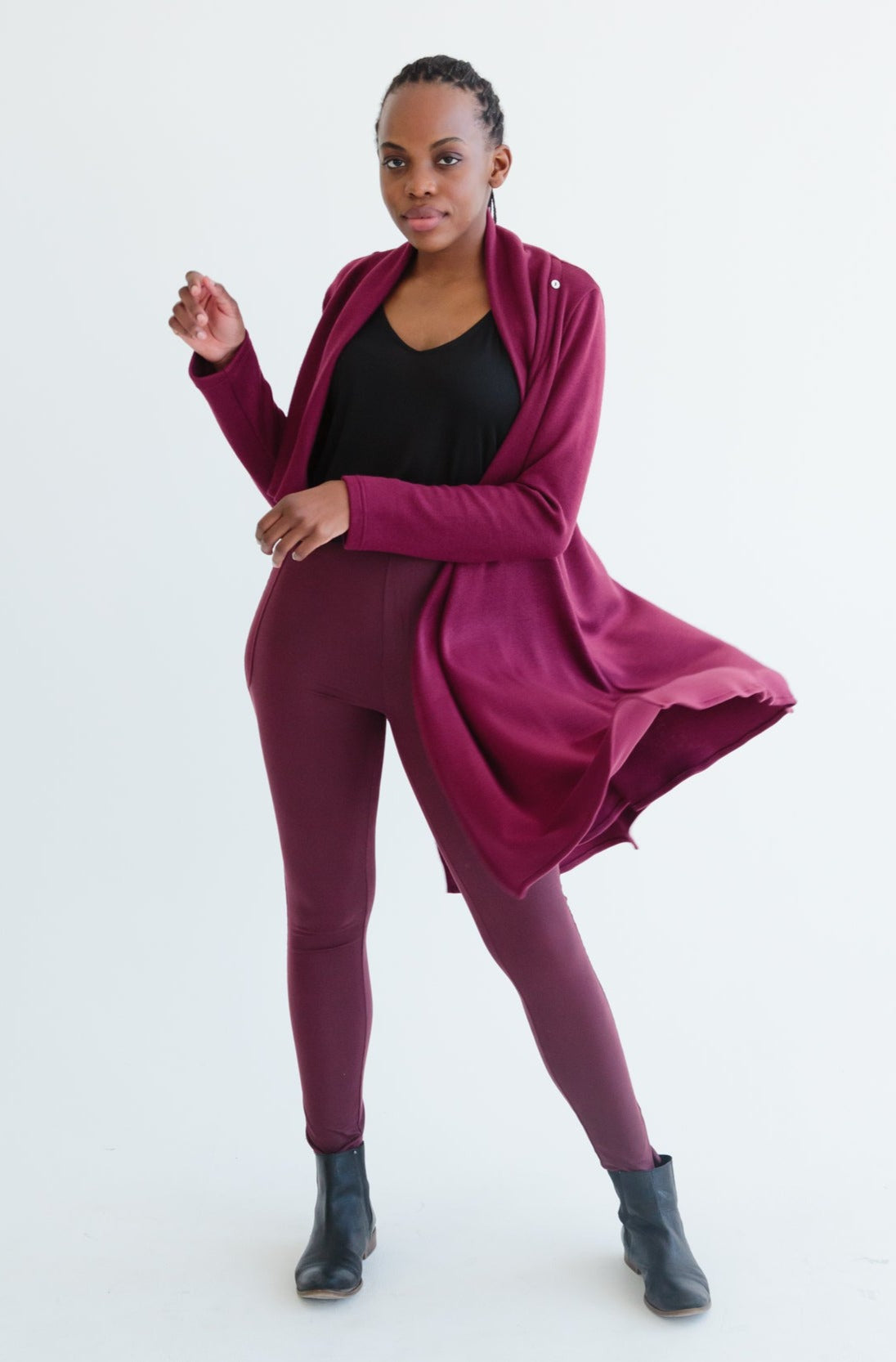 Wine on sale cardigan outfit