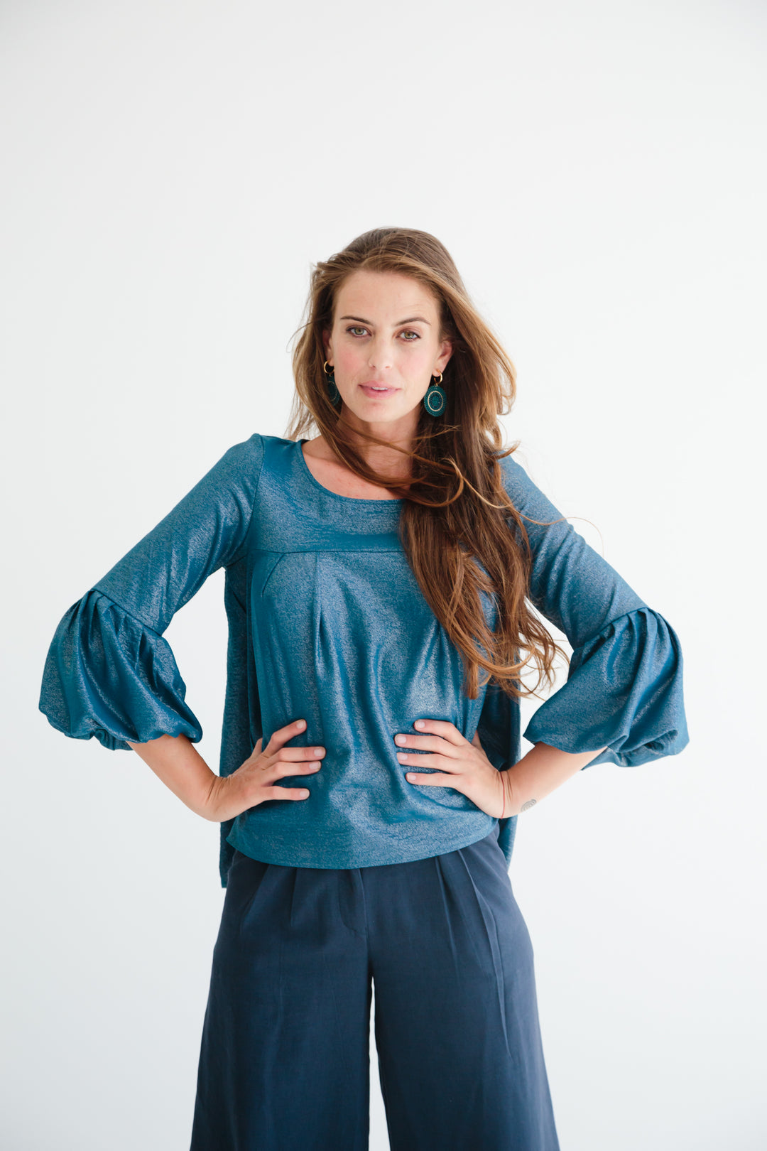 Diane Blouse Midnight Blue Shimmer-TOPS-kindacollection-Kinda