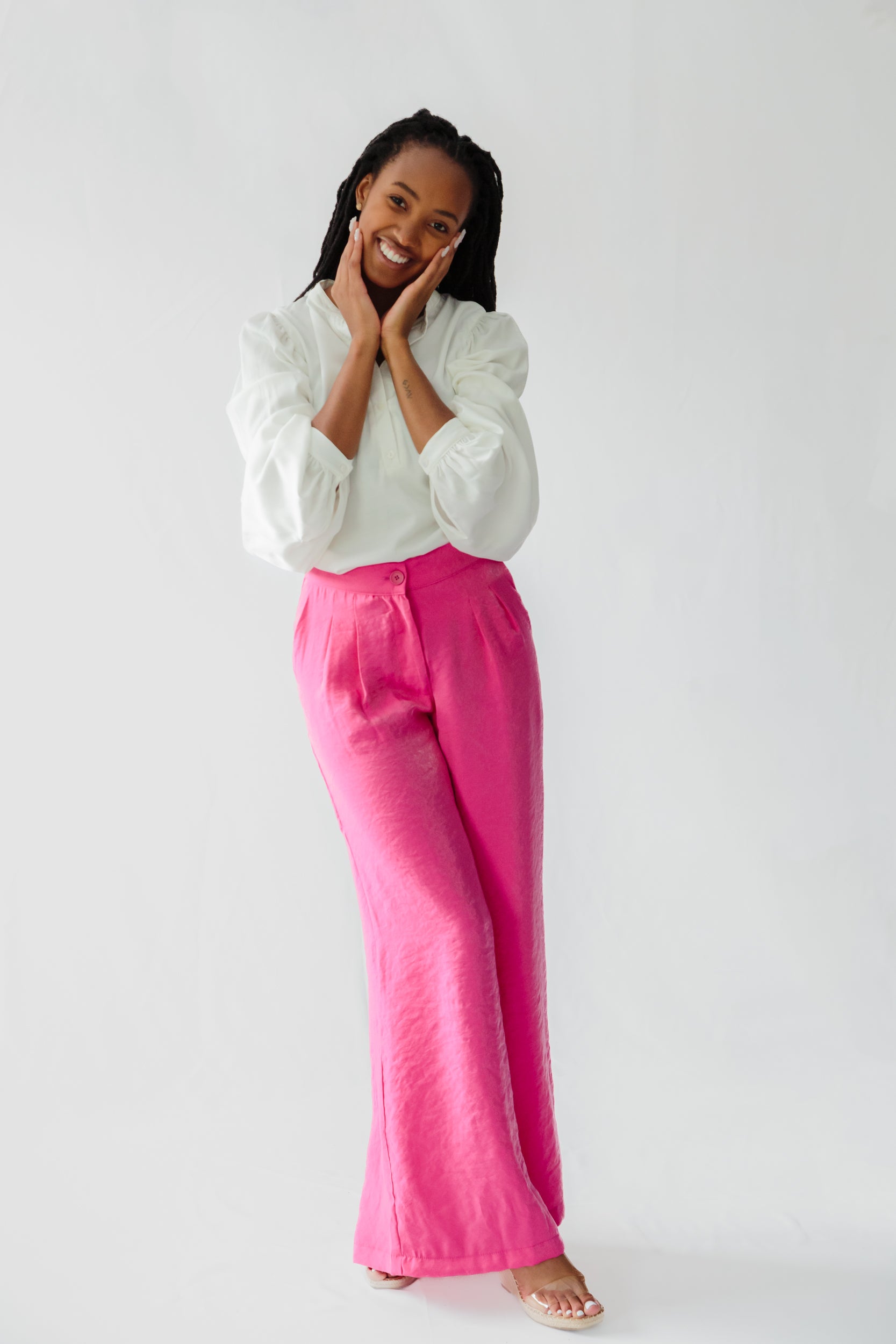 Hot Pink Sheer Sequin Flared Trousers  PrettyLittleThing